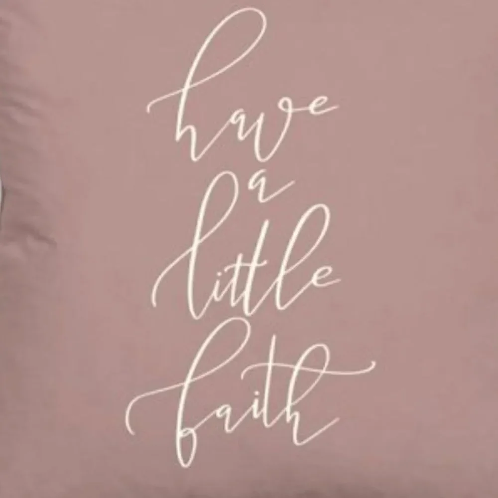 NWT Have a Little Faith 18×18 Pink / Ivory Reversible pillow/Cushion Cover Graph